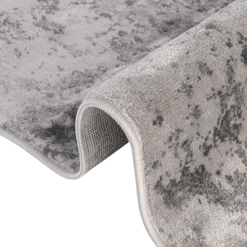 Tapis gris à motif géométrique Brantly, Rond 4 pi 1 po