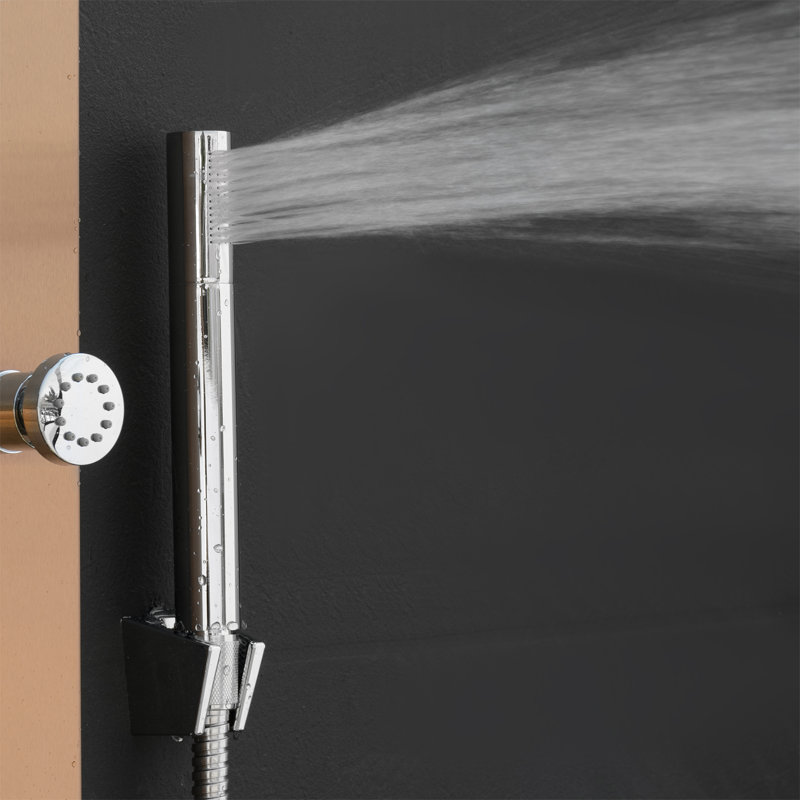 Panneau de pomme de douche fixe en acier inoxydable à effet cascade, Bronze