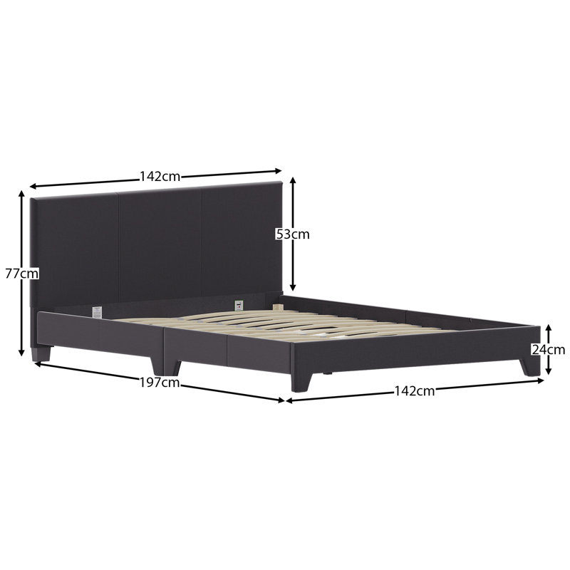 Scipio Upholstered Platform Bed, Dark Grey, Double (4'6)