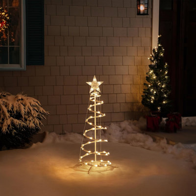 Lampe sur pied à DEL en forme d'arbre en spirale à 2 lumières DEL blanc chaud avec 8 modes d'éclairage et minuterie, arbre décoratif intérieur et extérieur portable pour jardin, patio, mariage et Noël
