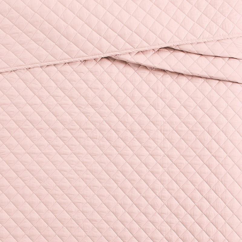Ensemble de courtepointe en coton, Courtepointe double et 2 taies décoratives standa, Rose