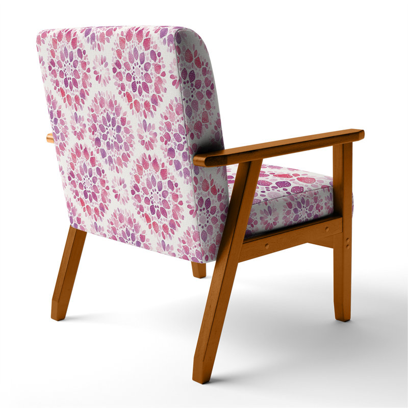 Fauteuil abstrait rembourré - rose et mauve boho mandala Fauteuil rose, Accoudoirs carrés bruns