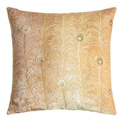 Peacock Feather Square Velvet Pillow Cover & Insert