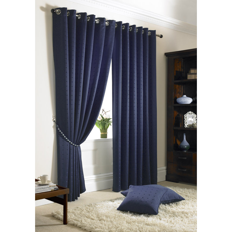 Norush Madison Eyelet Ring Top Curtains, 228 W x 274 D cm, Navy