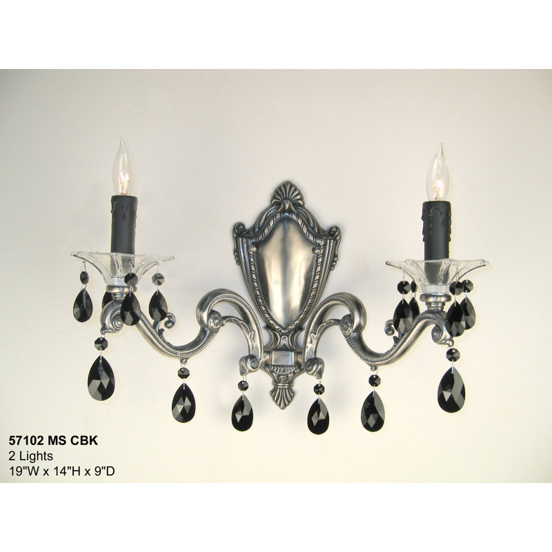 Lampe murale bougie 2 lumières Via Firenze, Ambre de roche italien, Argent millénium