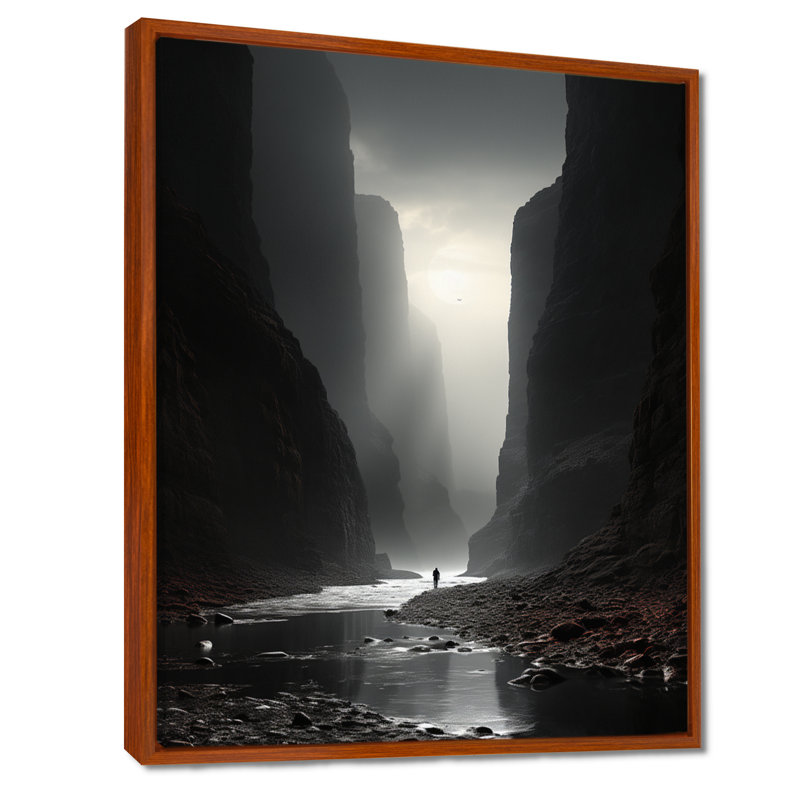 Décoration murale noir et blanc Canyon I - Canyon, 40" H x 30" W, Cadre flottant brun