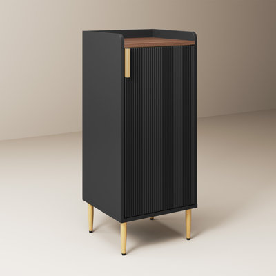 38" Modern Fluted Bar Cabinet, Small Liquor Cabinet with Wine Rack & Glass Holder