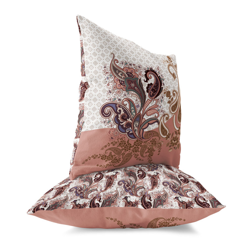 Coussin Sanskrit Waves, H 16 po x l 16 po, Beige/Orange
