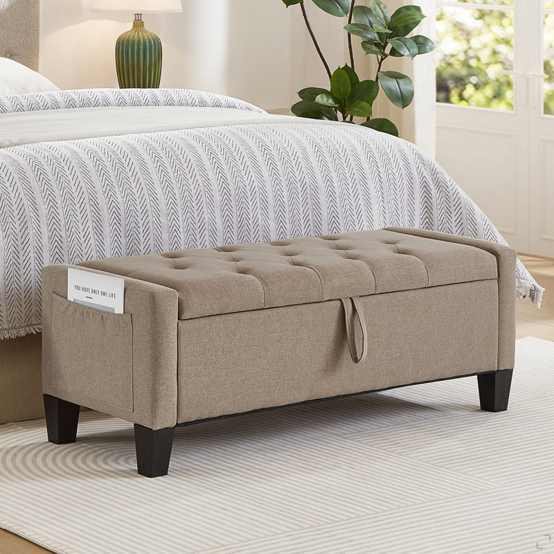 Ottoman With Storage, Storage Ottoman Bench With Safety Hinge 350 Lbs Weight, Upholstered Entryway Bench With Seating For Bedroom, Living Room