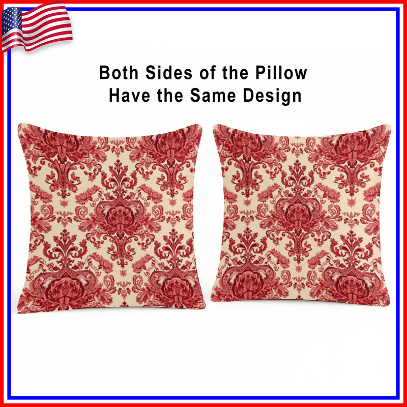 Coussins décoratifs Red Damask, 20 x 20 pouces