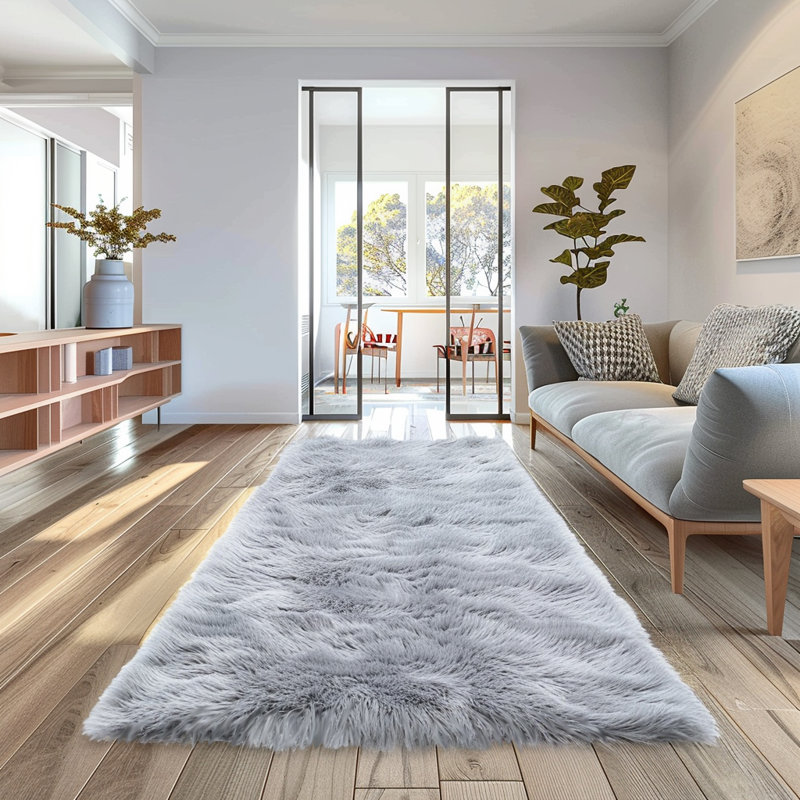 Gennine Faux Sheepskin Indoor Rug, Rectangle 2' x 6'