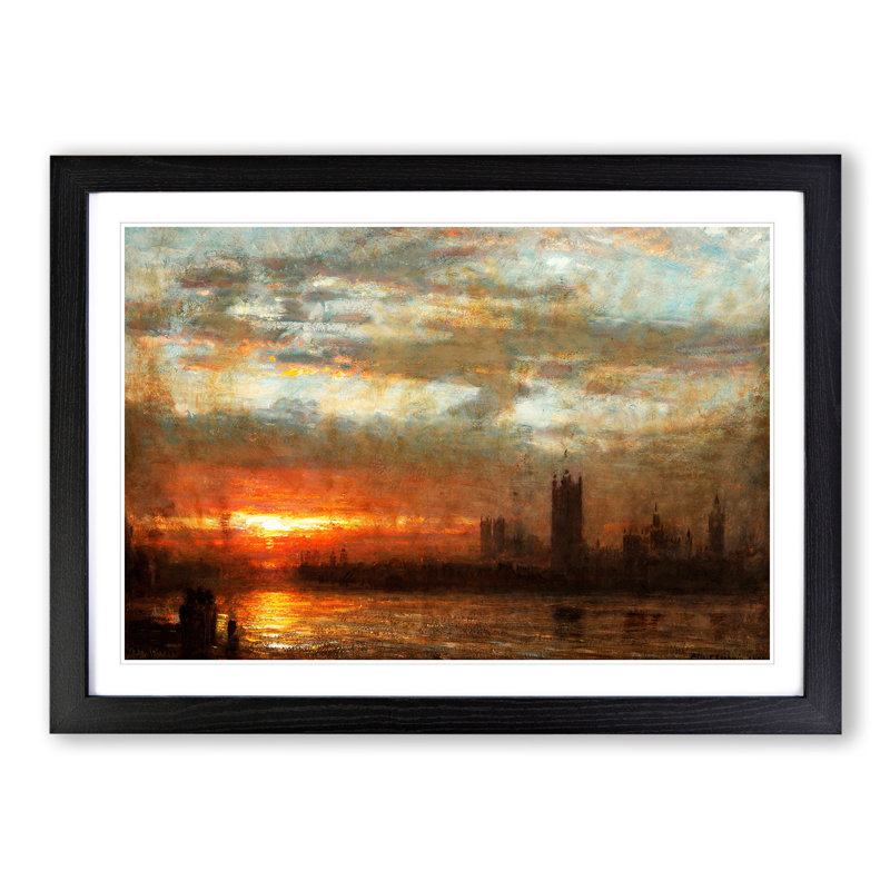 Westminster Sunset by Joseph Mallord William Turner - Picture Frame Painting, 27cm H x 36cm W x 2cm D, Black