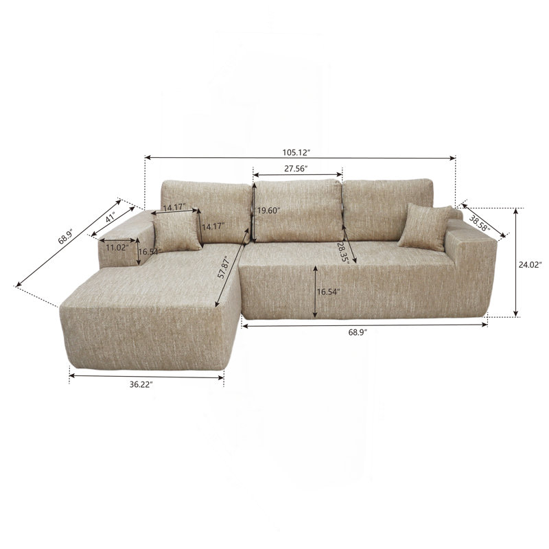 Latitude Run® Cloud Sectional Couch With L-Shape Chaise,Modern Modular ...