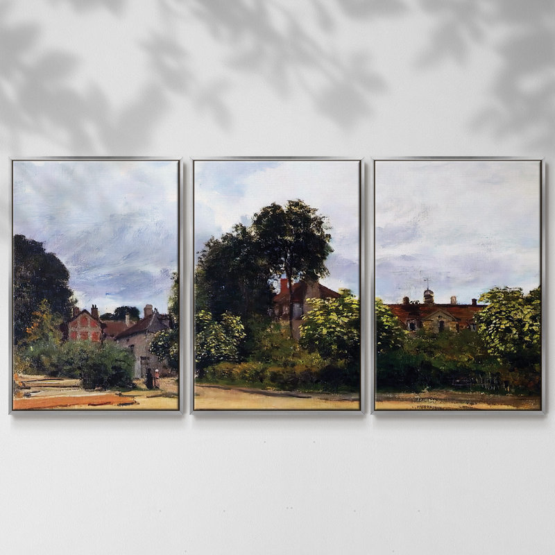 Argenteuil, l'hospice, 1872, reproduction sur toile 3 pièces, H 36 po x l 75 po, Encadrement argenté