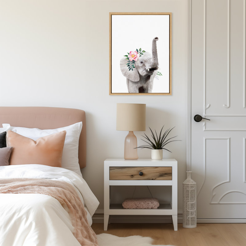 «Flower Crown Elephant» par Amy Peterson, reproduction d'art sur toile encadrée