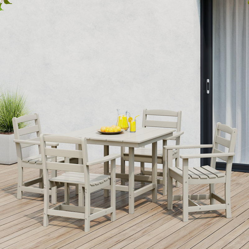 5-Piece Arm Chair Dining Set, Beige
