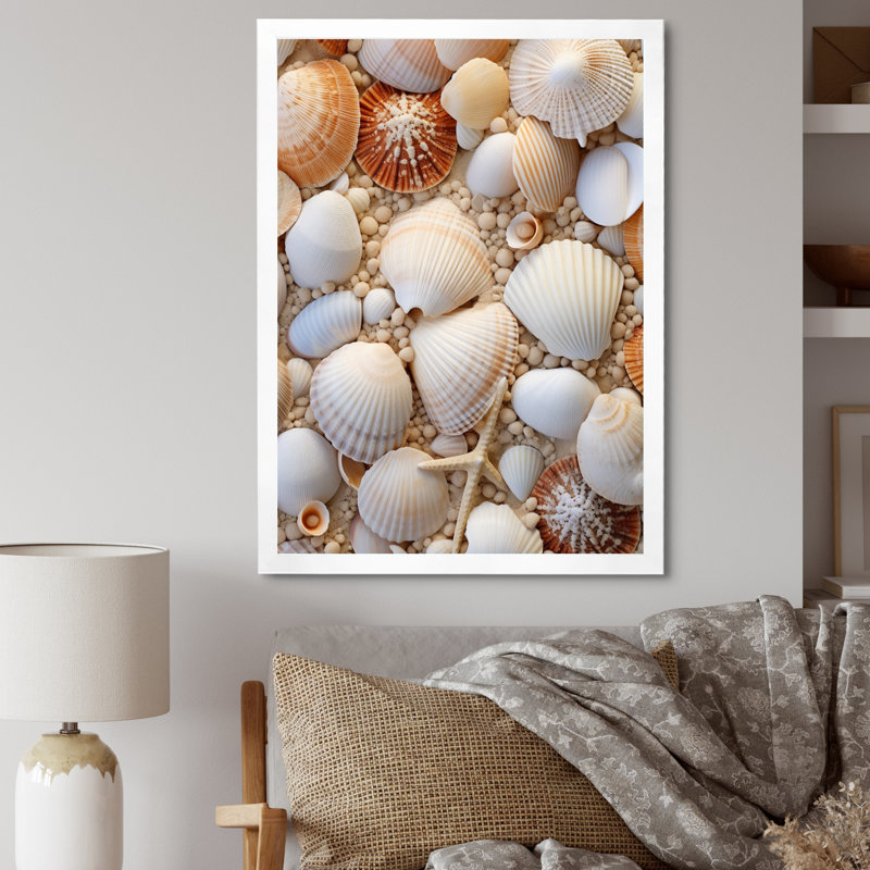 «Beige palourde», reproduction d'art sur toile, H 32 po x l 16 po x P 1 po, Cadre photo blanc