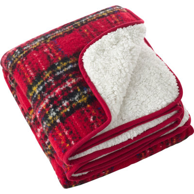 Jeté en faux mohair rouge Delvina