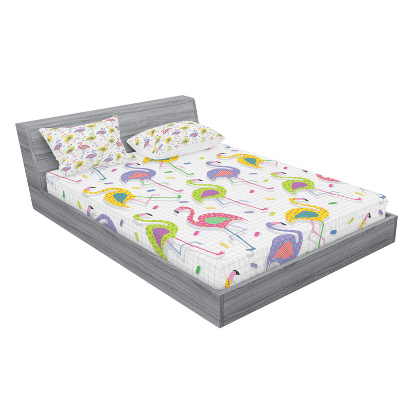 Flamingo Microfiber Sheet Set, Queen Sheet Set + Fitted Sheet + 2 Pillowcases