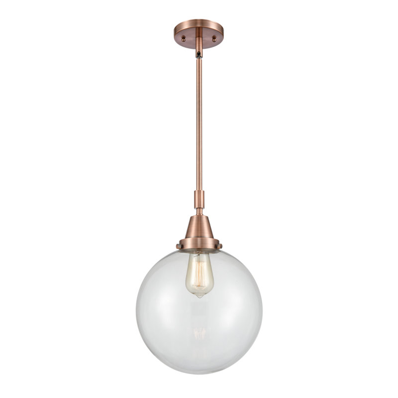 Luminaire suspendu à 1 lumière Lorri, H 47,12 po x l 10 po x P 10 po, Transparent, Cuivre antique