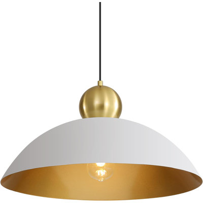 Farmhouse Pendant Light With Adjustable Height - 18 Inch Large Kitchen Island Hanging Light Fixture, Coffee Gold Dome Design For Dining Room, Bedroom, Hallway (Hardwired, ETL Certified)