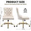 Fauteuil de bureau moderne en velours capitonné avec piètement en métal doré, fauteuil de bureau pivotant et réglable (beige)-200964205