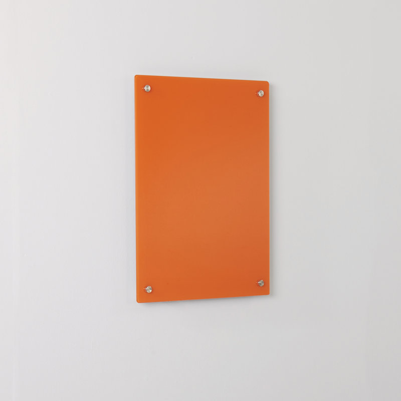 Wall Mounted Glass Board, 60 cm H x 45 cm W x 3.5 cm D, Orange