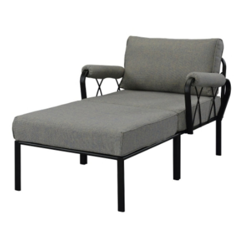 Ensemble de patio en tissu et finition noire (1 fauteuil avec accoudoirs, 1 repose-pieds) (fauteuil), Gris