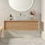 Meuble-lavabo mural de 91 cm avec lavabo, meuble suspendu moderne avec 2 tiroirs de rangement, lavabo rectangulaire blanc et meuble préassemblé, fini bois naturel-133009943