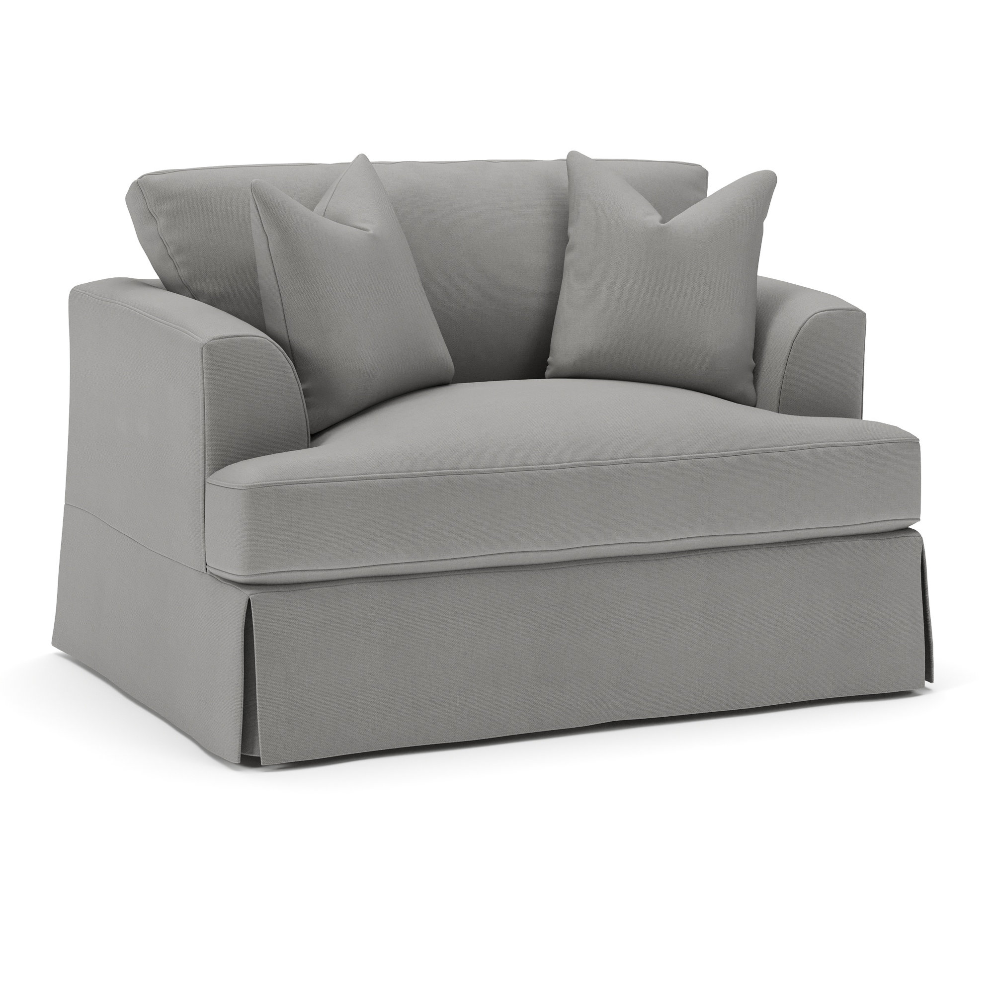 Lucia Slipcovered Chair and a Half, Bayou Light Gray Canvas