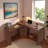 Modern L-shaped Desk With 3 Drawers And 360° Wood Rotating Desk