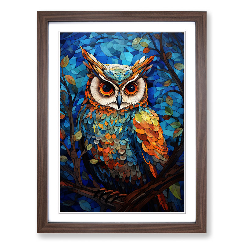 Owl Orphism - Framed Print, Walnut Framed, 34cm H x 25cm W x 2" D