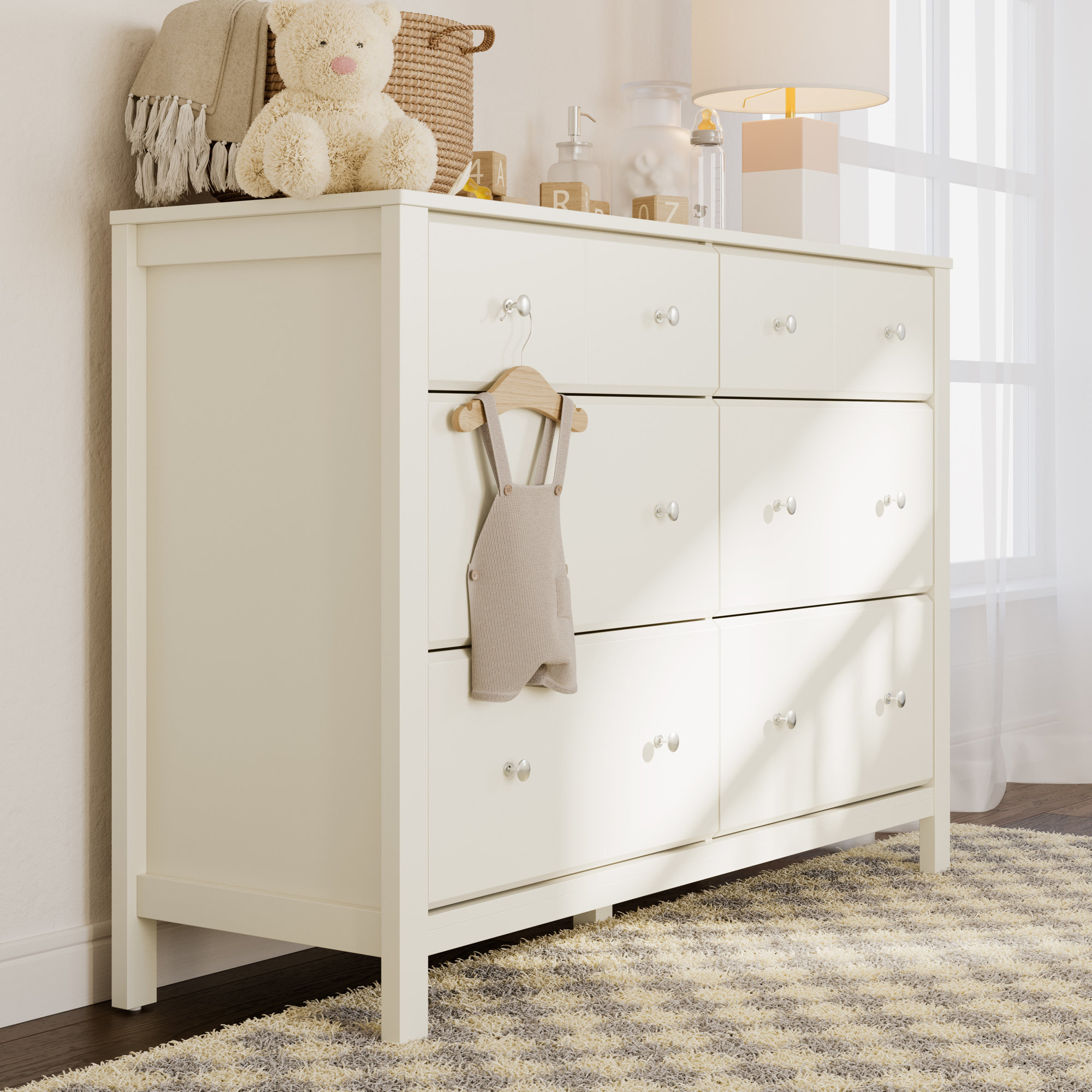 Horizon 6 Drawer Double Dresser, Frosted Oat