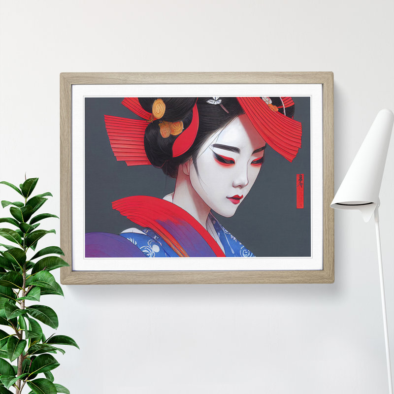Sensational Geisha - Framed Print, 34cm H x 46cm W x 2cm D, Oak 