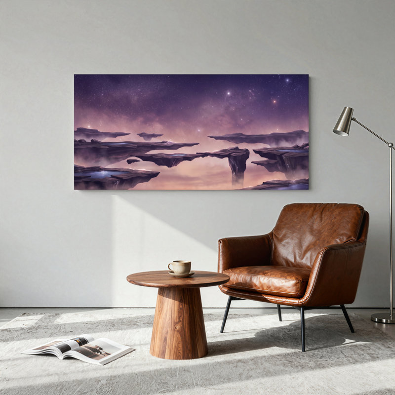 Ensemble de 1 tableau sur toile représentant des îles flottantes, 58“W x 28”H, Wrapped Canvas