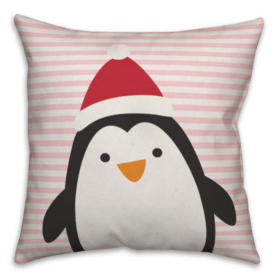  Penguin with Stripes Throw Pillow