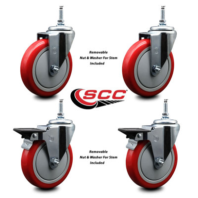 Polyurethane Wheel Swivel 3/8 Inch Threaded Stem Caster SCC