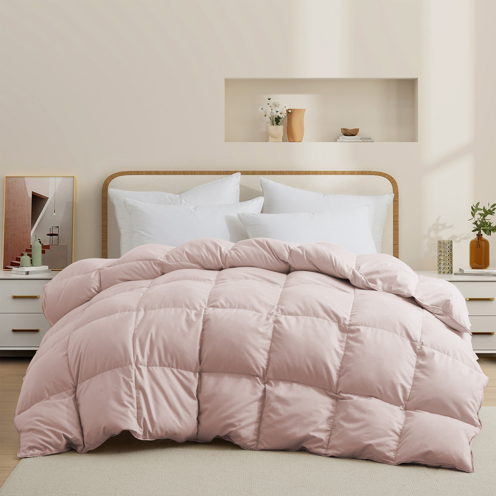600 Fill Power All Season Down Duvet Insert, King, Pink