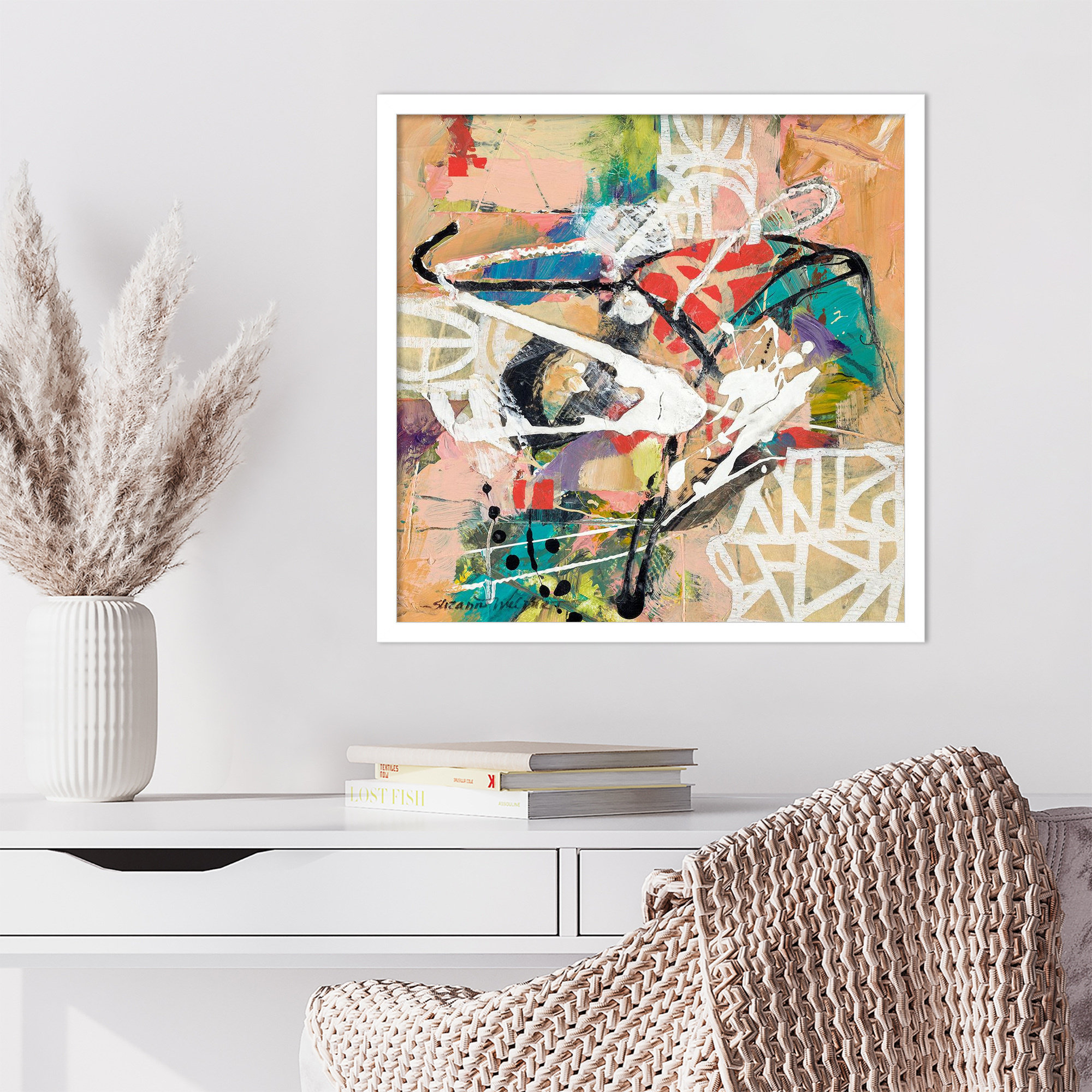 Talk 2 Me by Sutter Wood Framed Wall Art Print, 21" H x 21" W, White