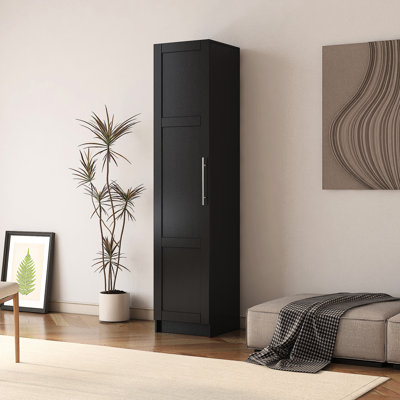 Stackable Wall Mounted Storage Unit, Black, 16.16" D X W 68.87" H. Movable Partitions. For Kitchen, Laundry, Garage. Construction Storage, H, Black. Shelves And Doors. Bathroom, Material