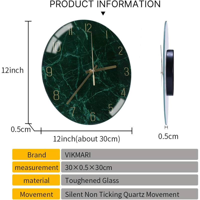 Glass Clock With Silent And Non Ticking Function