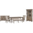 Extendable Rectangular Dining Table 2 Benches 2 Arm Chairs Buffet And Dining Cabinet