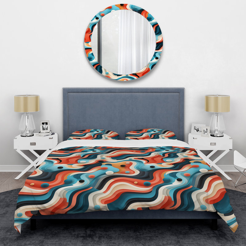 Ensemble de housse de couette en microfibre bleu et orange, Housse de couette pour très grand lit et 2 très