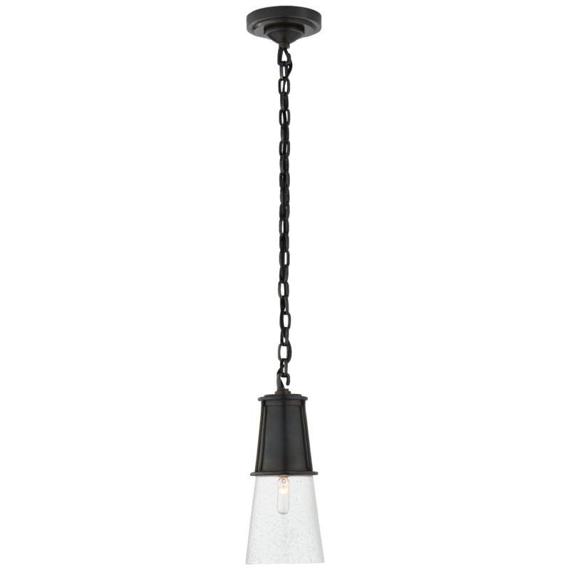 Thomas O'Brien Robinson Small Pendant, Bronze, Seeded, 11.25" H x 4.75" W x 4.75" D