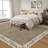 Washable Area Rug 4x6ft – Thin Low Pile Non-Slip Vintage Floral Edgeed Carpet, Mark Resistant Collapsible Modern Accent Mat for Living Room, Bedroom-725831911-725831908