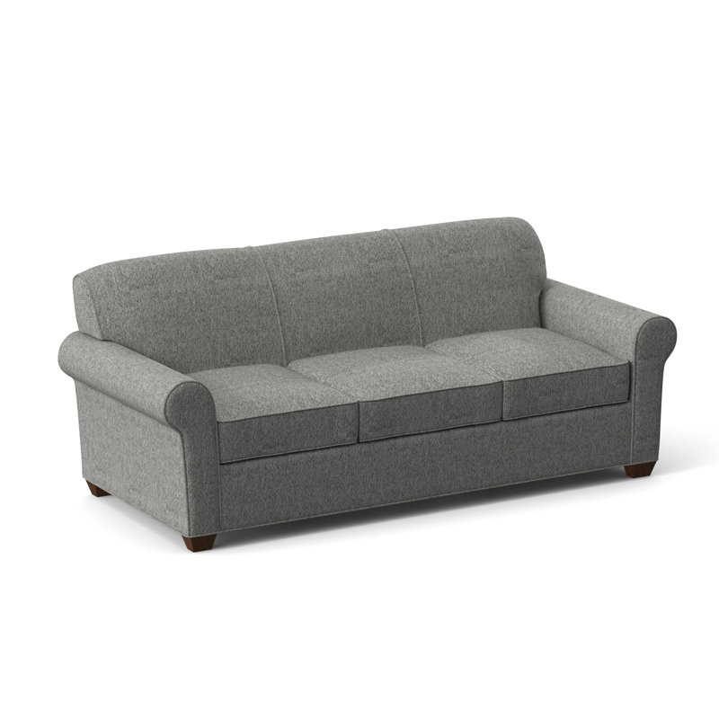Finn Rolled Arm Sofa with Reversible Cushions, Montana Walnut, Connelly Dove, 34" H x 83" W x 36" D