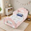 Lit nuage une place avec barrière de sécurité, cadre de lit en bois massif pour chambre à coucher, tissu bouclé-1828114572