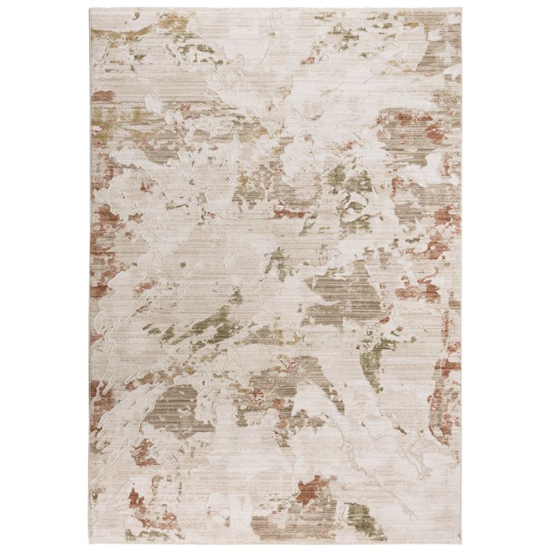 Tapis rectangulaire ivoire en polyester tissé à la machine, Rectangle 3 pi 11 po x 5 pi 6 po