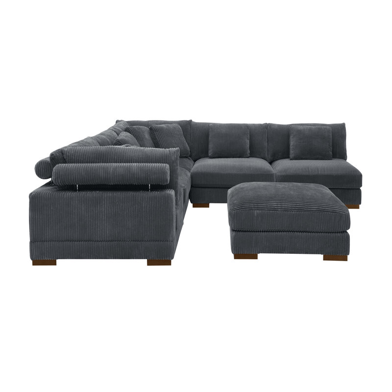 Barcombe Modular Corduroy Sectional, Dark Gray Corduroy