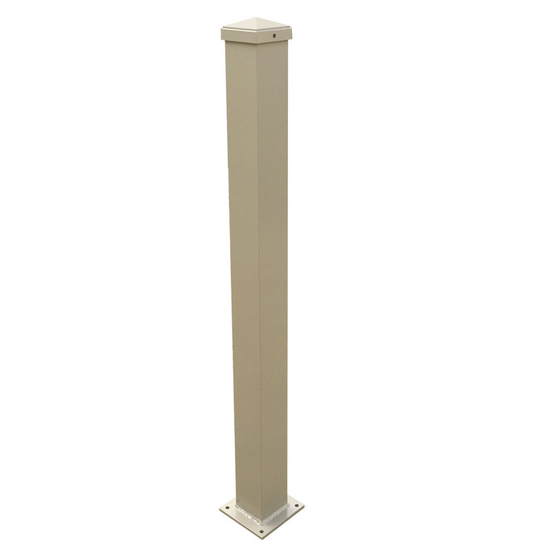 3 in. W Aluminum Post with Welded Base, Desert Tan, 44" H x 3" W x 3" D
